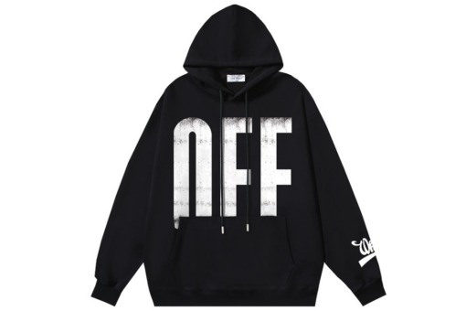 Off-White Black Hoodie With OFF Text Monogram Printed