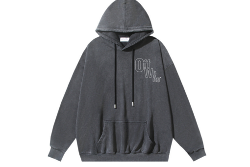 Off-White Gray Hoodie Logo Print M1