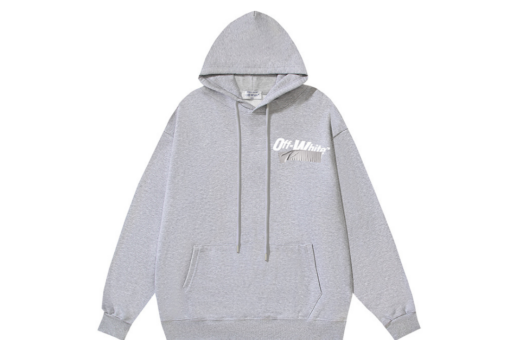 Off-White Light Gray Hoodie Logo Print