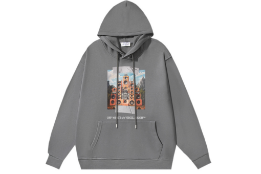 Off-White Hoodie Gray With Graphic Design