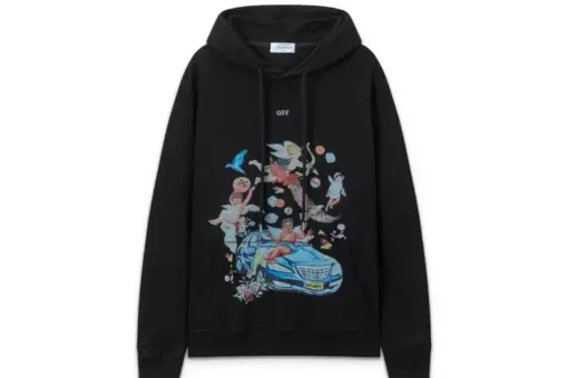 Off-White Hoodie Black With Graphic Design Print