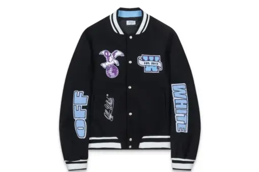 Off-White Varsity Jacket Black With Blue Monogram