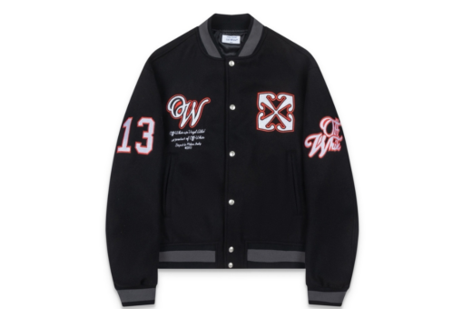 Off-White Varsity Jacket Black With Red Monogram