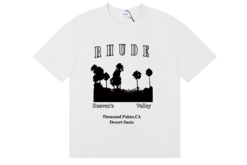 Rhude Thousand Palms Tree Vintage White With Black Graphic Print