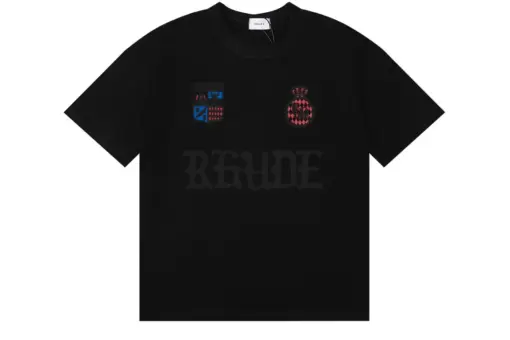 Rhude Collegiate Crest T Shirt Vintage Black Cotton Jersey