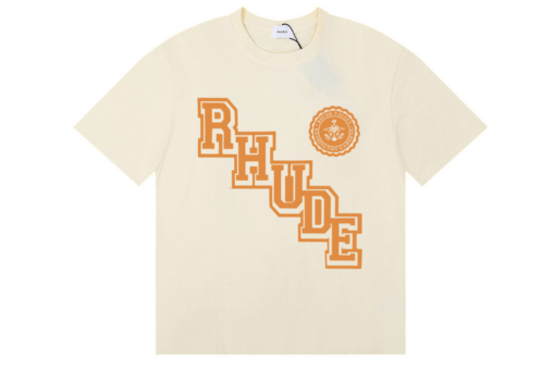 Rhude Collegiate Crest T Shirt Vintage Off White With Monogram Cotton Jersey