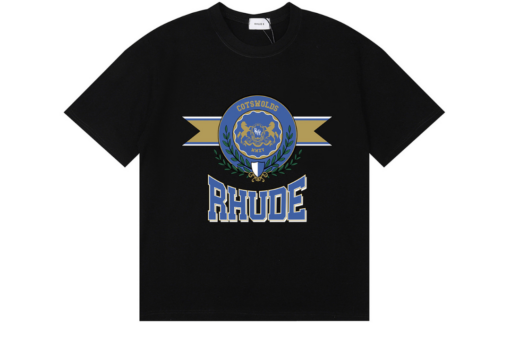 Rhude Cotswold Crest T Shirt Black Cotton