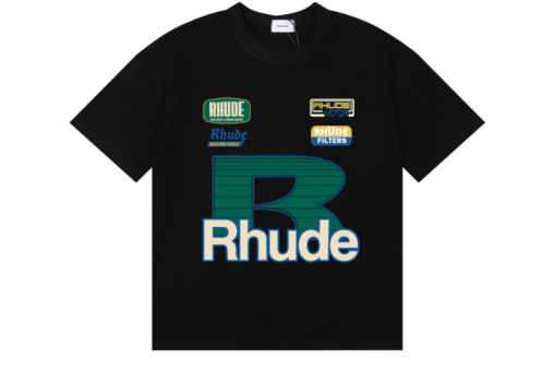 Rhude Roadway Racing T Shirt Vintage Black Cotton Jersey