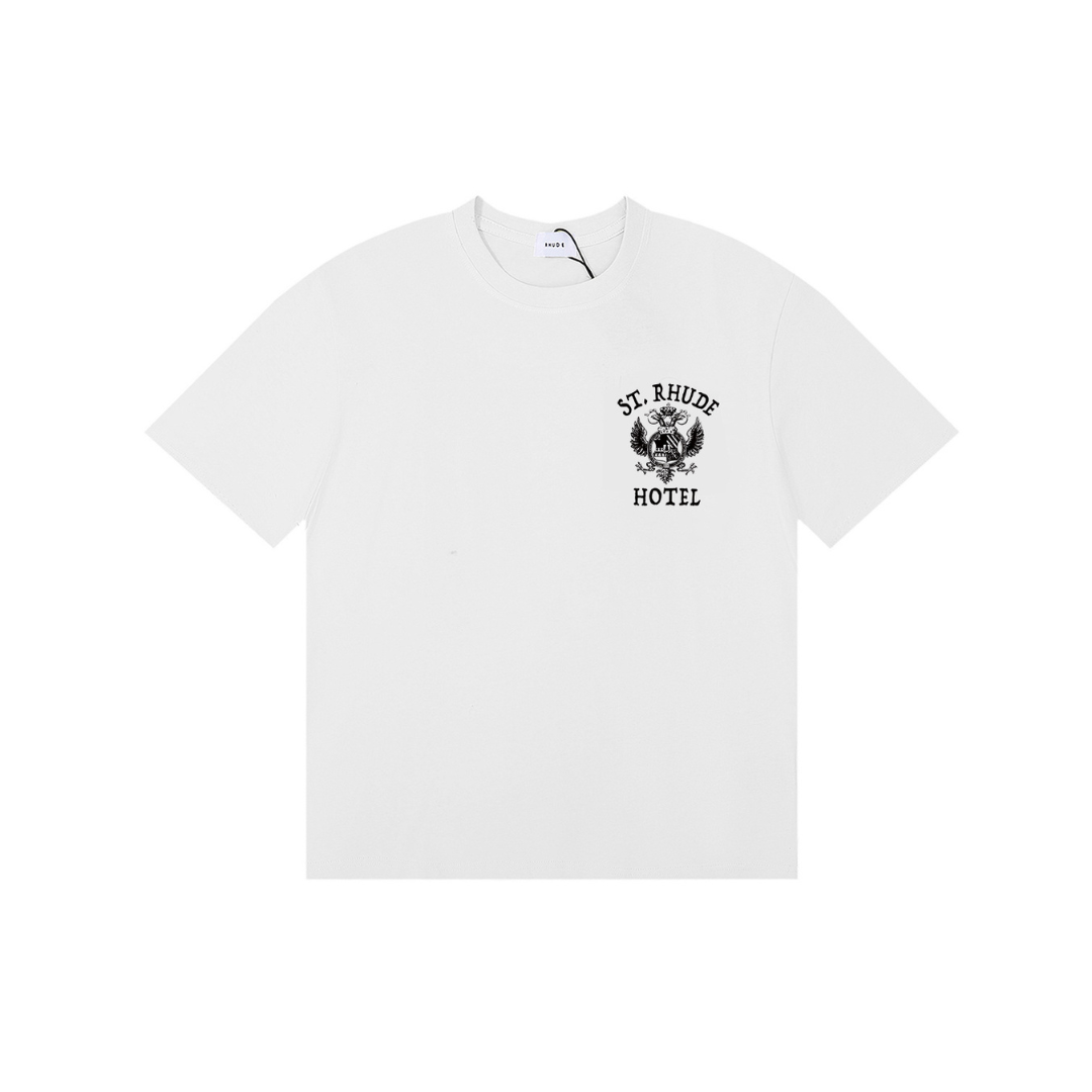 Rhude Collegiate Crest T Shirt White Vintage Cotton Jersey 2026 | Drip Kickz Rhude Collegiate Crest T Shirt White Vintage Cotton Jersey
