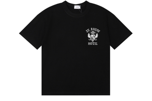 Rhude Collegiate Crest T Shirt Black Vintage Cotton Jersey