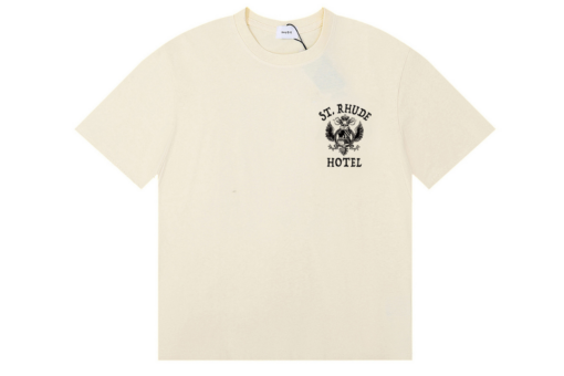 Rhude Collegiate Crest T Shirt Off White Vintage Cotton Jersey