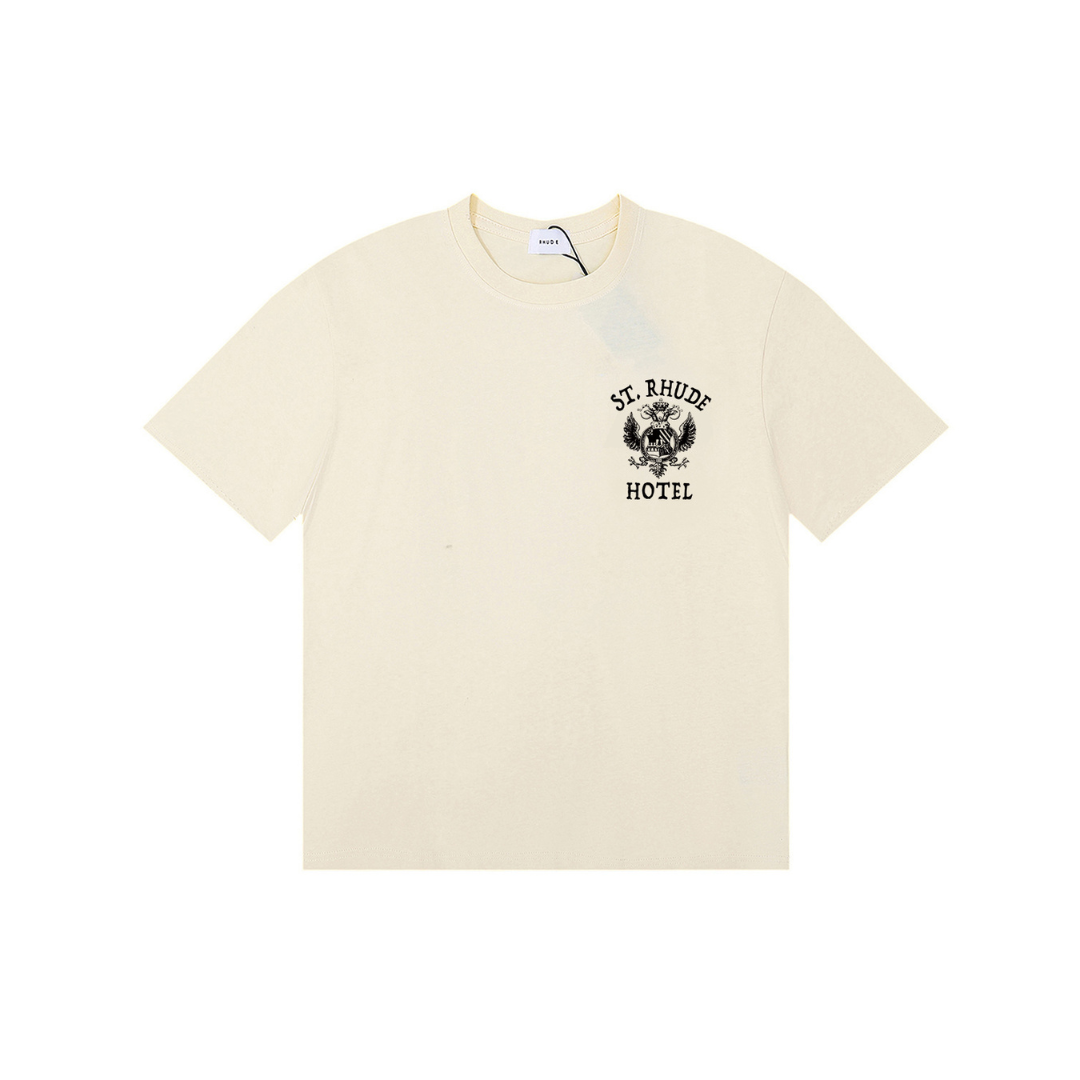 Rhude Collegiate Crest T Shirt Off White Vintage Cotton Jersey 2026 | Drip Kickz Rhude Collegiate Crest T Shirt Off White Vintage Cotton Jersey