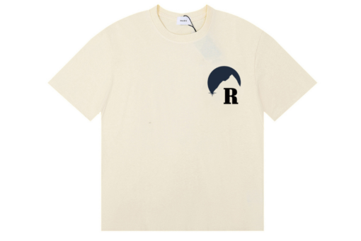 Rhude Collegiate T Shirt Vintage Off White With Black Logo Cotton Jersey