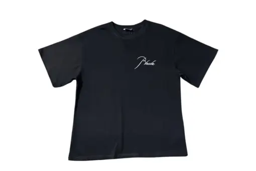 Rhude T Shirt Black With Signature Logo Cotton Jersey