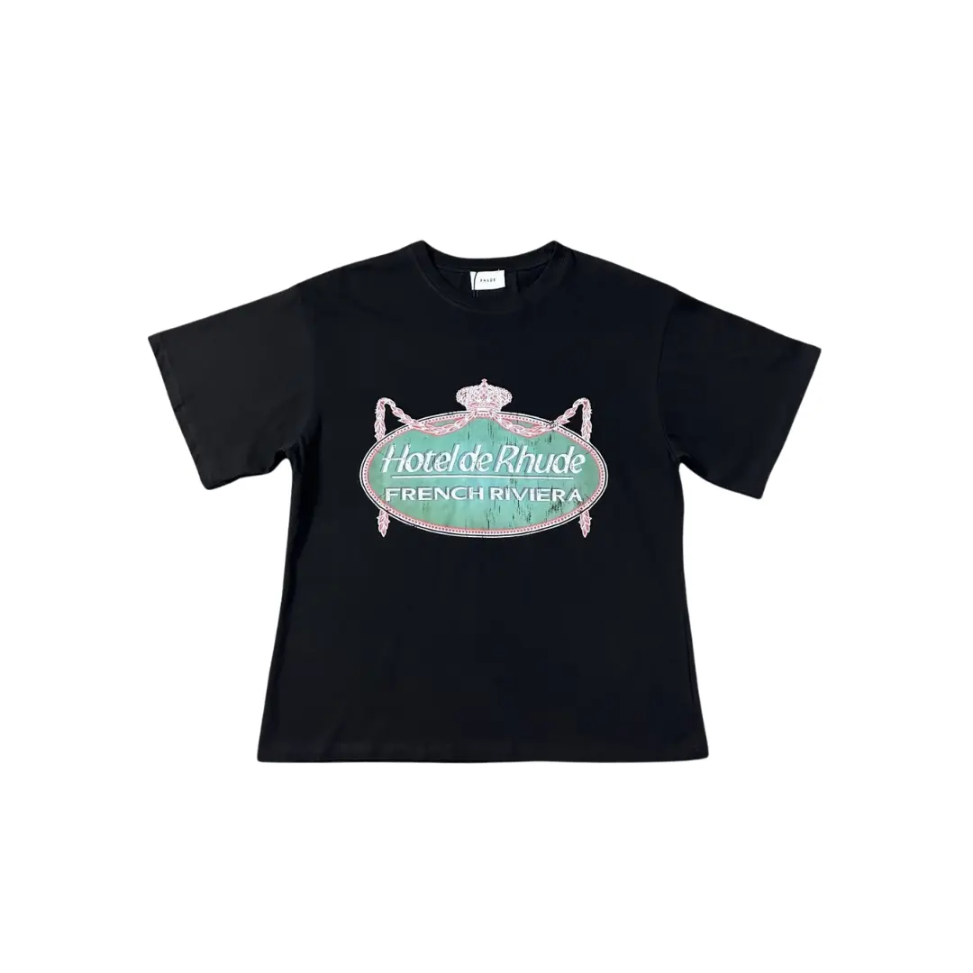 Rhude T Shirt Black With Monogram Cotton Jersey 2026 | Drip Kickz Rhude T Shirt Black With Monogram Cotton Jersey
