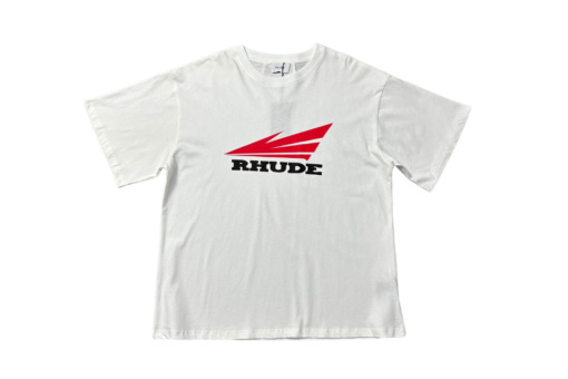 Rhude T Shirt White With Red Monogram Logo Cotton Jersey