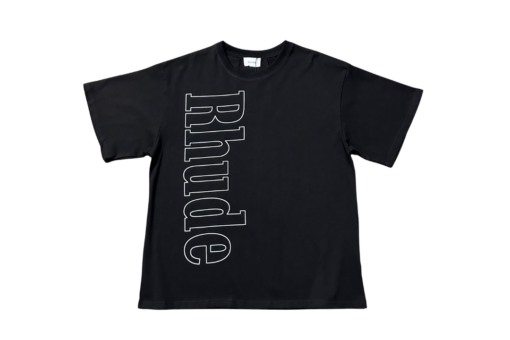 Rhude T Shirt Black With Gray Logo Cotton Jersey