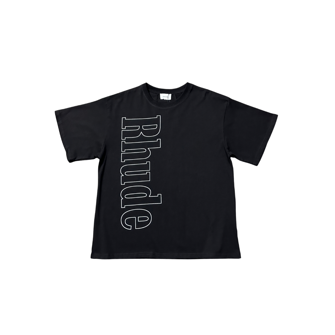 Rhude T Shirt Black With Gray Logo Cotton Jersey 2026 | Drip Kickz Rhude T Shirt Black With Gray Logo Cotton Jersey