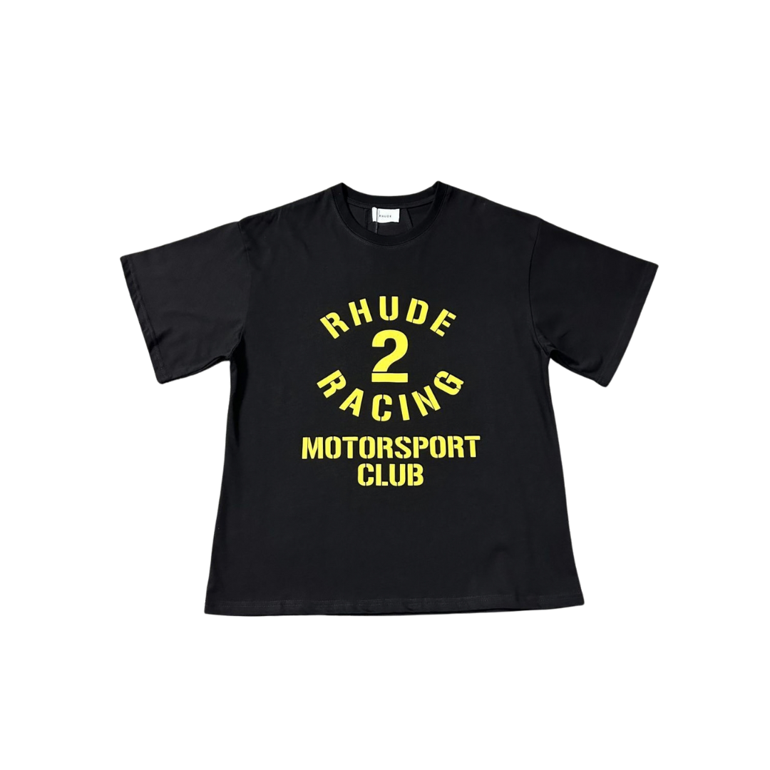 Rhude 2 Racing Motorsport Club T Shirt Black With Logo Cotton Jersey 2026 | Drip Kickz Rhude 2 Racing Motorsport Club T Shirt Black With Logo Cotton Jersey