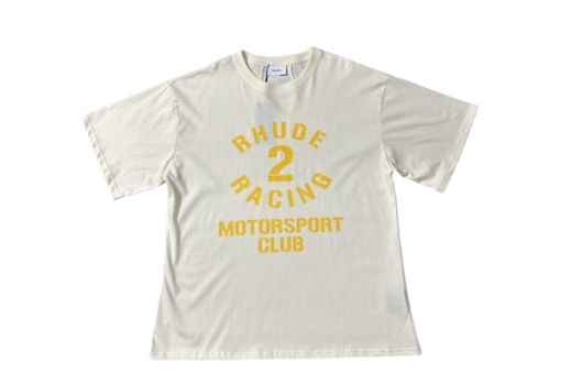 Rhude 2 Racing Motorsport Club T Shirt White With Logo Cotton Jersey