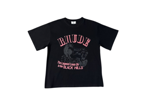 Rhude T Shirt Black With Graphic Design Cotton Jersey