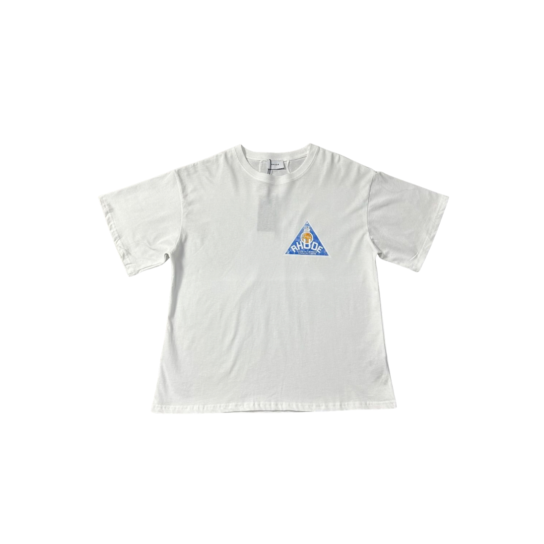 Rhude T Shirt White With Triangle Logo Cotton Jersey 2026 | Drip Kickz Rhude T Shirt White With Triangle Logo Cotton Jersey