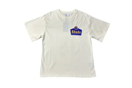 Rhude T Shirt Off White With Blue Logo Monogram