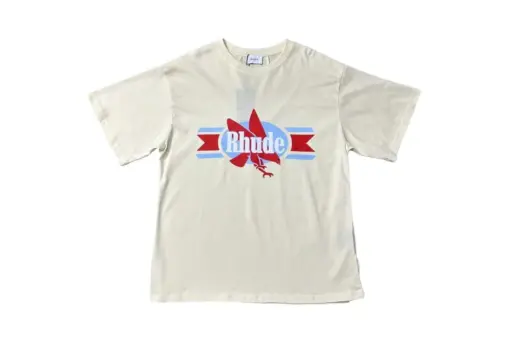 Rhude T Shirt Off White With Bird Logo Monogram Print