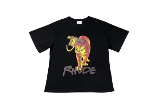 Rhude T Shirt Black With Tiger Monogram