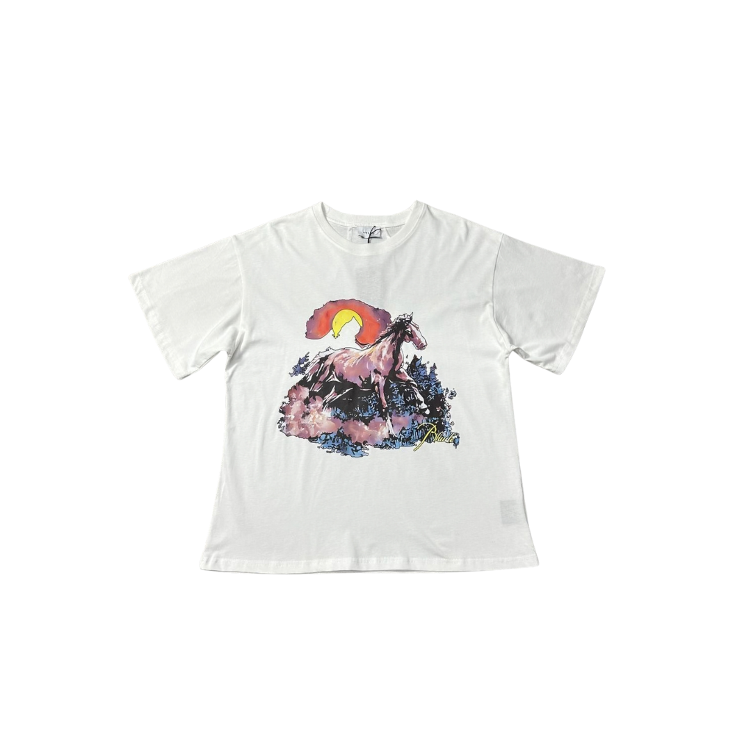 Rhude T Shirt White With Horse Monogram Cotton Jersey 2026 | Drip Kickz Rhude T Shirt White With Horse Monogram Cotton Jersey