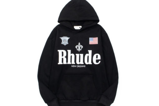 Rhude Hoodie Vintage Black With Crest Logo Design