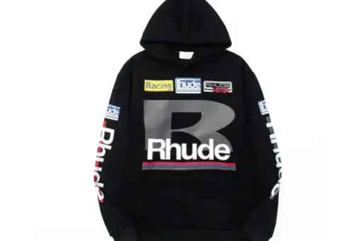 Rhude Hoodie Black With Design Print