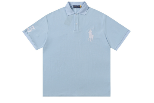 Polo Ralph Lauren Custom Slim Fit Big Pony Mesh Polo T Shirt Light Sky Blue
