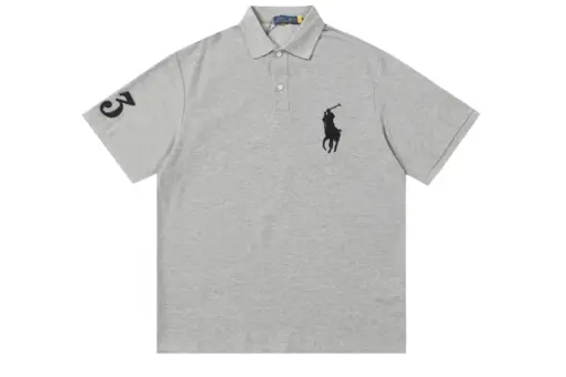Polo Ralph Lauren Custom Slim Fit Big Pony Mesh Polo T Shirt Light Gray