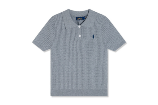 Polo Ralph Lauren Gray Rib Knit Cotton Jocky Collar Jumper Shirt