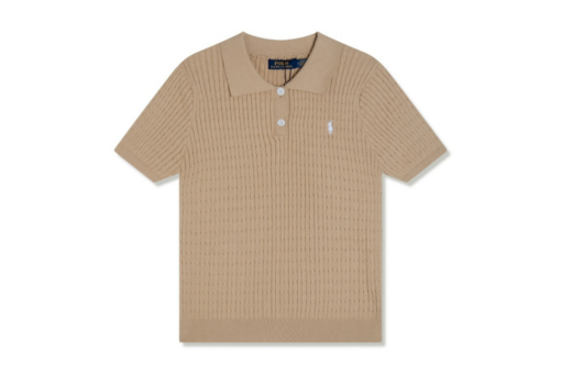 Polo Ralph Lauren Beige Rib Knit Cotton Jocky Collar Jumper Shirt