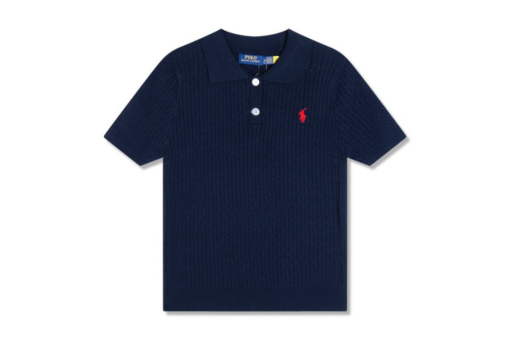 Polo Ralph Lauren Navy Blue Rib Knit Cotton Jocky Collar Jumper Shirt