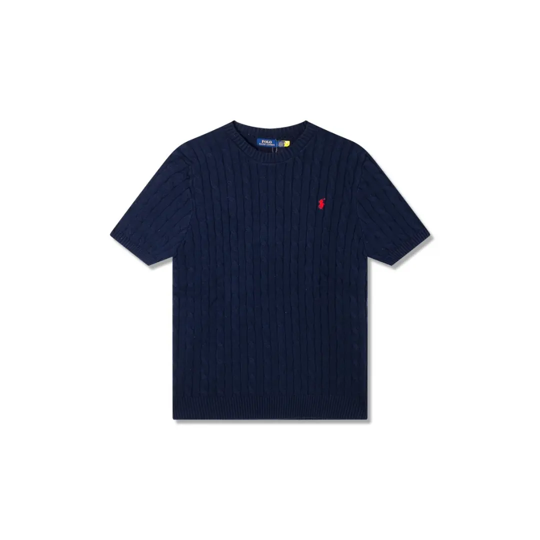 Polo Ralph Lauren Navy Blue Cable Knit Cotton Short Sleeve Shirt 2026 | Drip Kickz Polo Ralph Lauren Navy Blue Cable Knit Cotton Short Sleeve Shirt