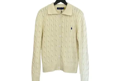 Polo Ralph Lauren Cable Knit Cotton Cardigan Sweater Caramel