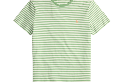 Polo Ralph Lauren Custom Slim Fit Striped Jersey T Shirt Print Outback Green/White