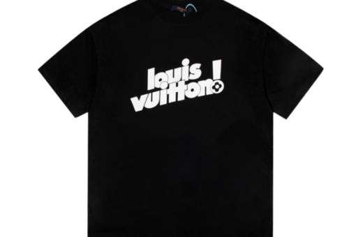LV White Logo Black T-Shirt