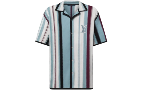 LV Striped Crochet Short-Sleeved Shirt Multicolor