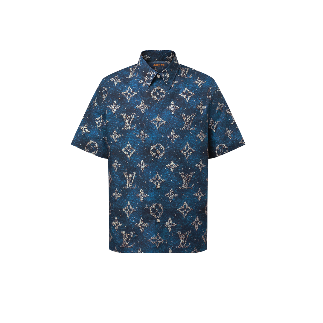 LV Printed Monogram Short-Sleeved Shirt Ocean 2026 | Drip Kickz LV Printed Monogram Short-Sleeved Shirt Ocean