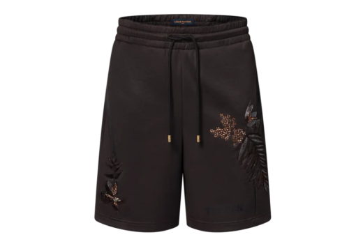 LV Embellished Jersey Shorts Brown