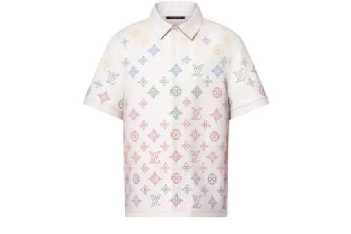 LV Monogram Flower Perforated Leather Polo Shirt