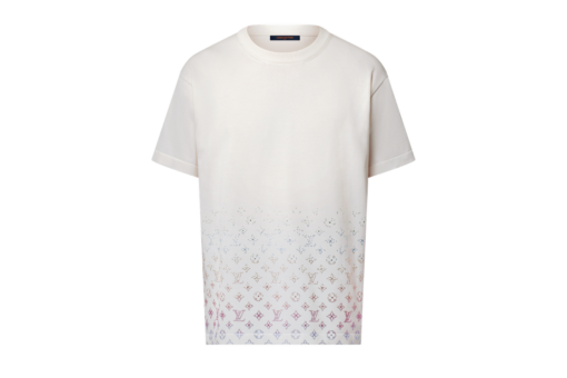 LV Monogram Gradient Embellished Short-Sleeved Crewneck Milky White