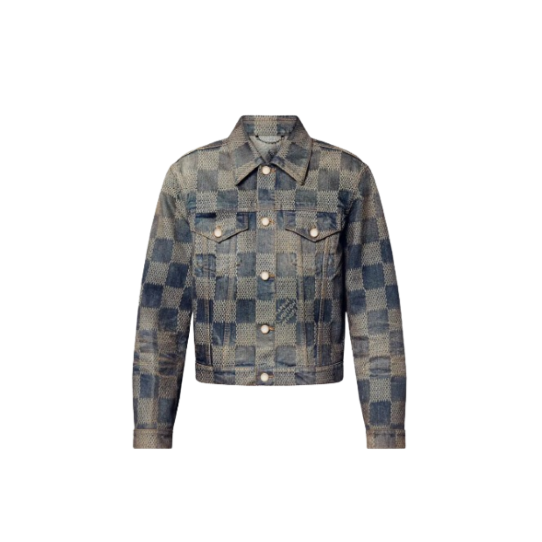 LV Damier Washed Denim Jacket 2026 | Drip Kickz LV Damier Washed Denim Jacket