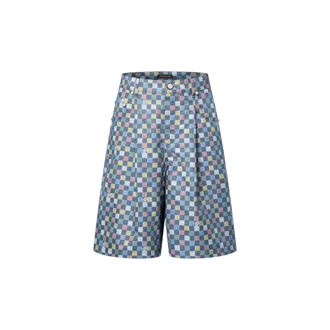 LV Damier Wide Chambray Shorts 2026 | Drip Kickz LV Damier Wide Chambray Shorts
