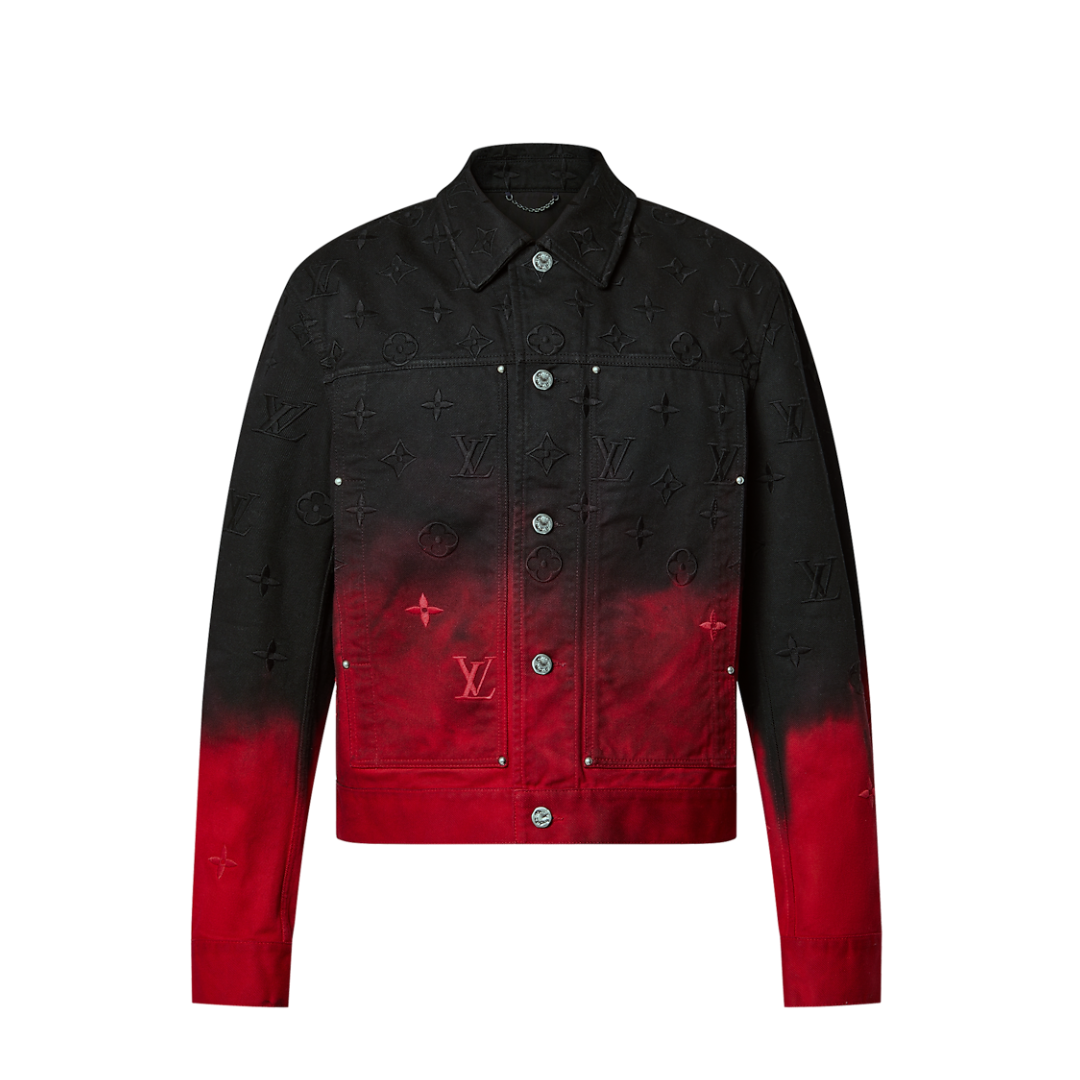 LV Embroidered Denim Blouson Red 2026 | Drip Kickz LV Embroidered Denim Blouson Red