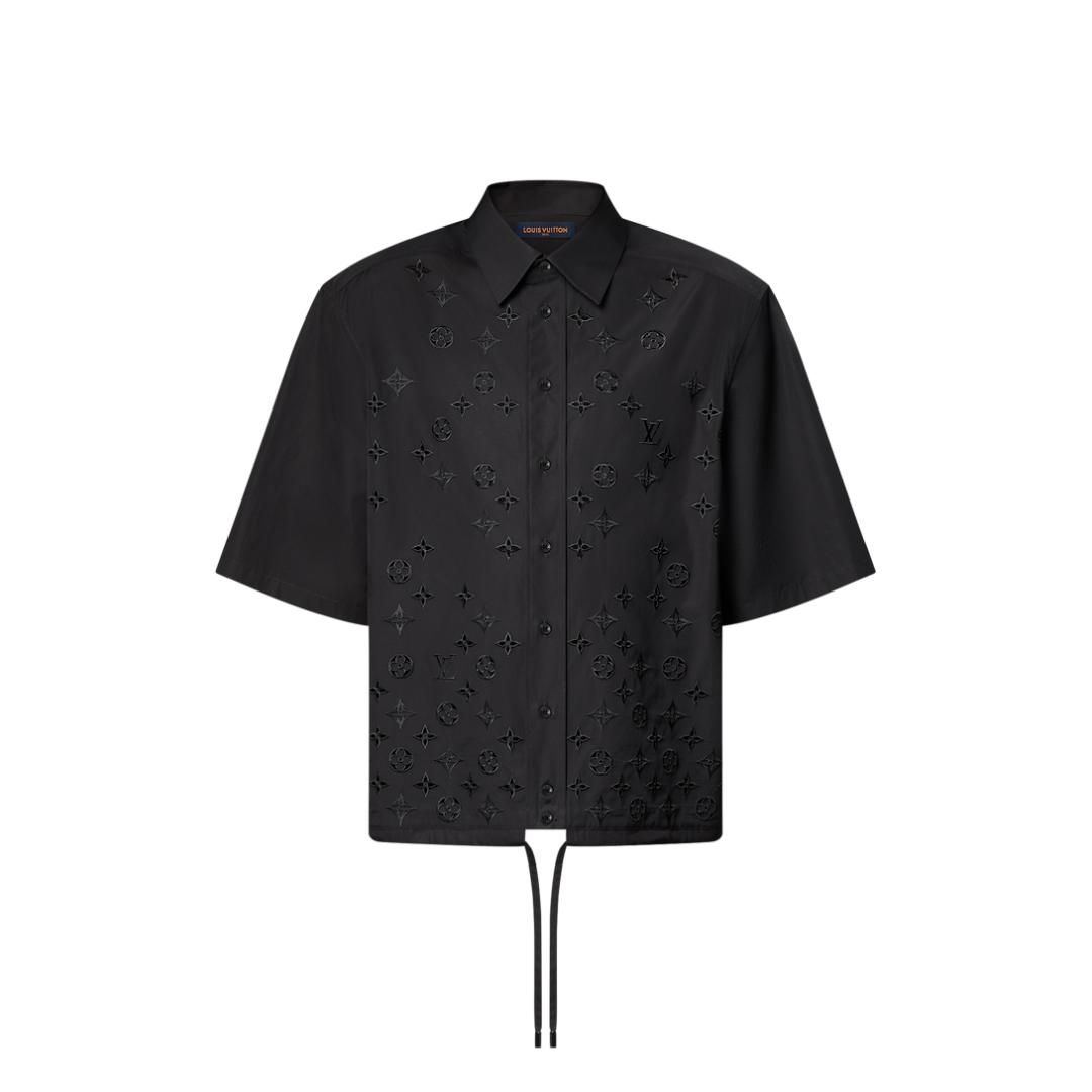 LV Monogram Flowers Embroidered Short-Sleeved Shirt Black 2026 | Drip Kickz LV Monogram Flowers Embroidered Short-Sleeved Shirt Black